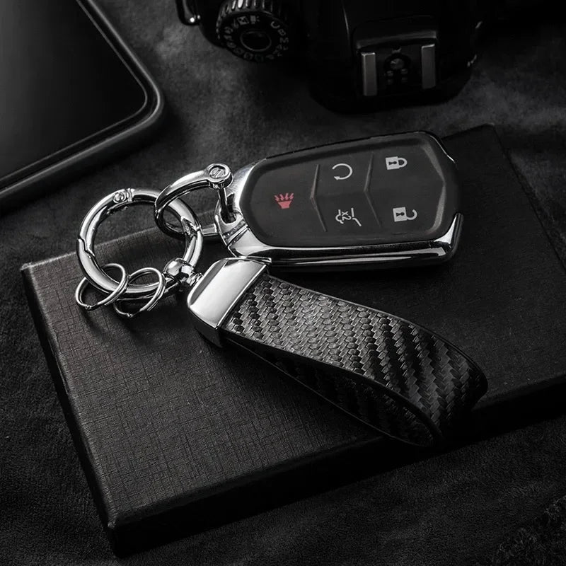 Car Sleek Carbon Fiber Style Keychain - 360° Rotatable, Universal Fit with Anti-Lost D-Ring, Durable for Men & Women Amagi