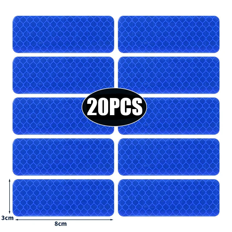 50/10pcs Car Bumper Reflective Stickers Reflective Warning Strip Tape Secure Reflector Stickers Decals Safety Warning 3*8CM