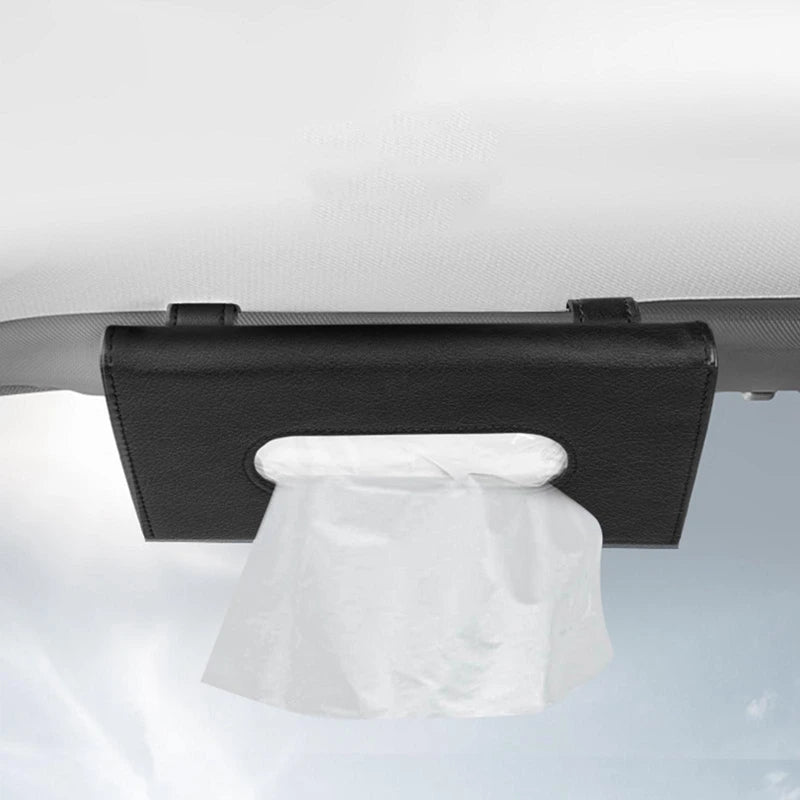 Car Tissue Box PU Leather Car Sun Visor Hanging Tissue Box Holder Auto Interior Storage Organizer Napkin Holder Accessories New