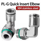 10/50/200PCS PL-G 304 Stainless Steel Trachea Quick Coupling Joint 1/8" 1/4" 3/8" 1/2" External G Thread Elbow Pneumatic Fitting
