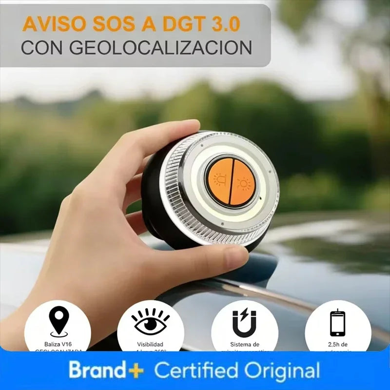 LED Car Emergency Light Approved by DGT with Geolocation Tracker for Quick And Efficient Position Light 360 Degree Vision Amagi