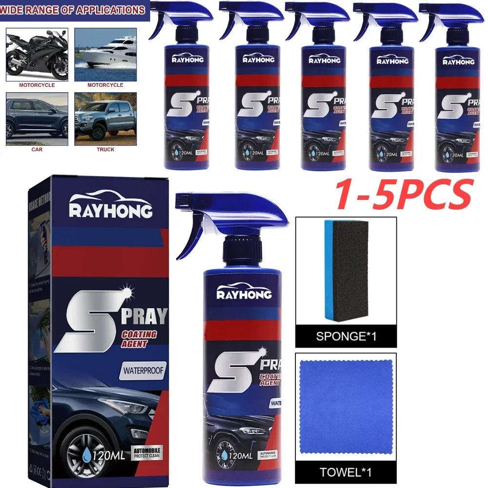 5PC Coating Renewal Agent 3 In 1 Ceramic Car Coating Spray Plastic Parts Refurbish Agent Fast-Acting Spray Waterless Wash amagi