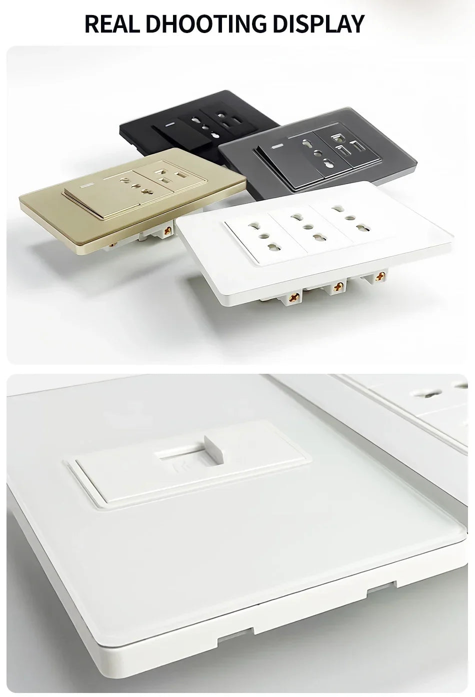 118x75mm Tempered Glass US-Thai Socket: Dual USB-C Ports & 2 AC Outlets for 110V, Scratch-Resistant Panel