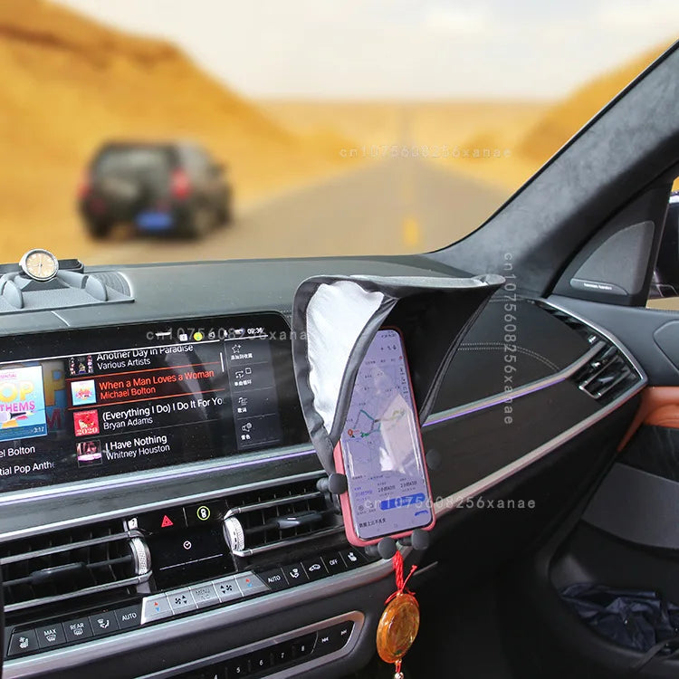 Car Mobile Phone Sunscreen Foldable Not Hot Stuck Screen Non-reflective Free Of Installation Mobile Navigation Sunshade amabilis