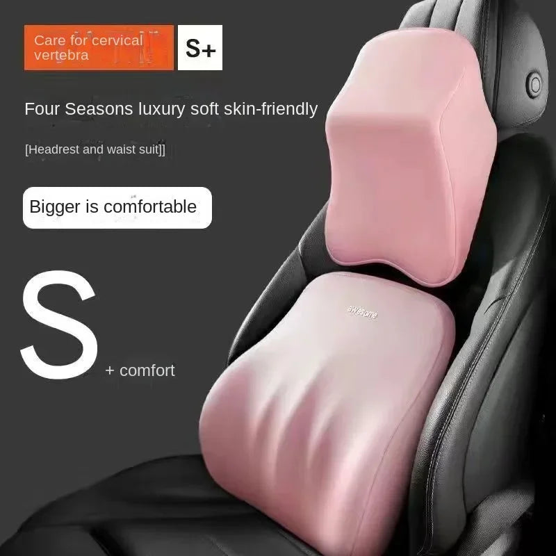Car Lumbar Back Support Memory Foam Headrest Neck Lumbar Pillow Universal Soft Neck Pillows Seat Cushion Car Interior Accessorie