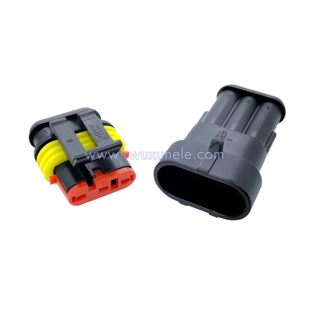 50 Sets 3 Pin Automotive AMP 282087-1 Sealed Wire Connector