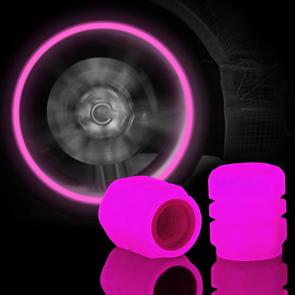 Mini Car Tire Valve Caps Luminous Valve Stem Caps Universal Fluorescent Tyre Nozzles Cover Tyre  wholesale
