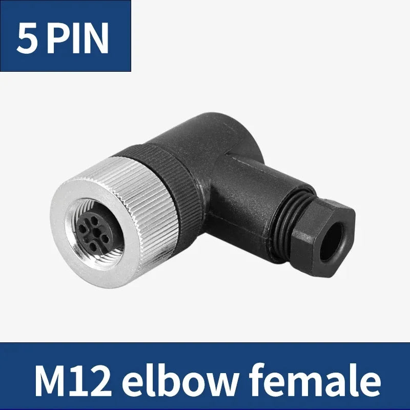 1Pcs M12 12MM Sensor Connector Straight Angle Male Female Waterproof Screw Threaded Plug Coupling 4 5 8 Pin PG7