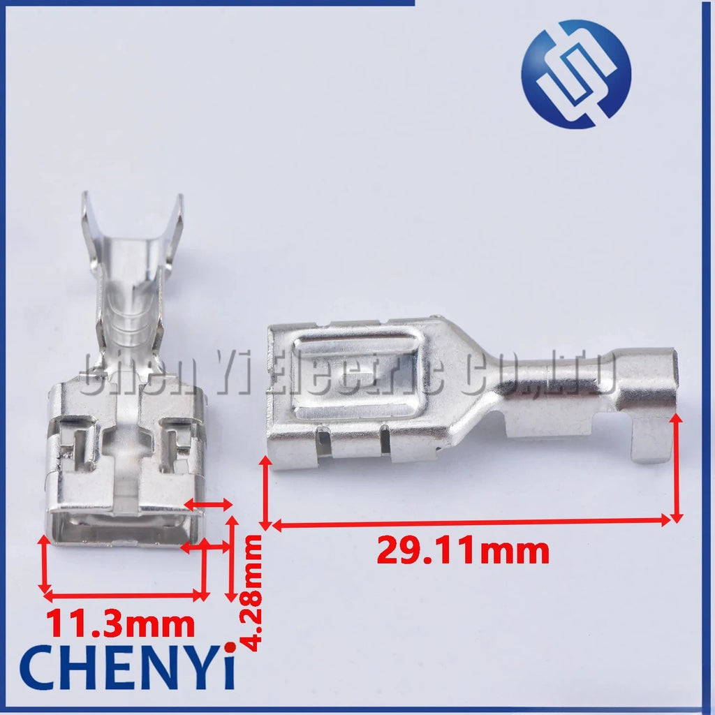 10/20 Pcs 9.5 mm Female Auto Crimping Wire Terminal Copper Splice Brass Pins G257 ST741394-3 7116-3250 7116-3250 DJ626-D9.5×1.2C