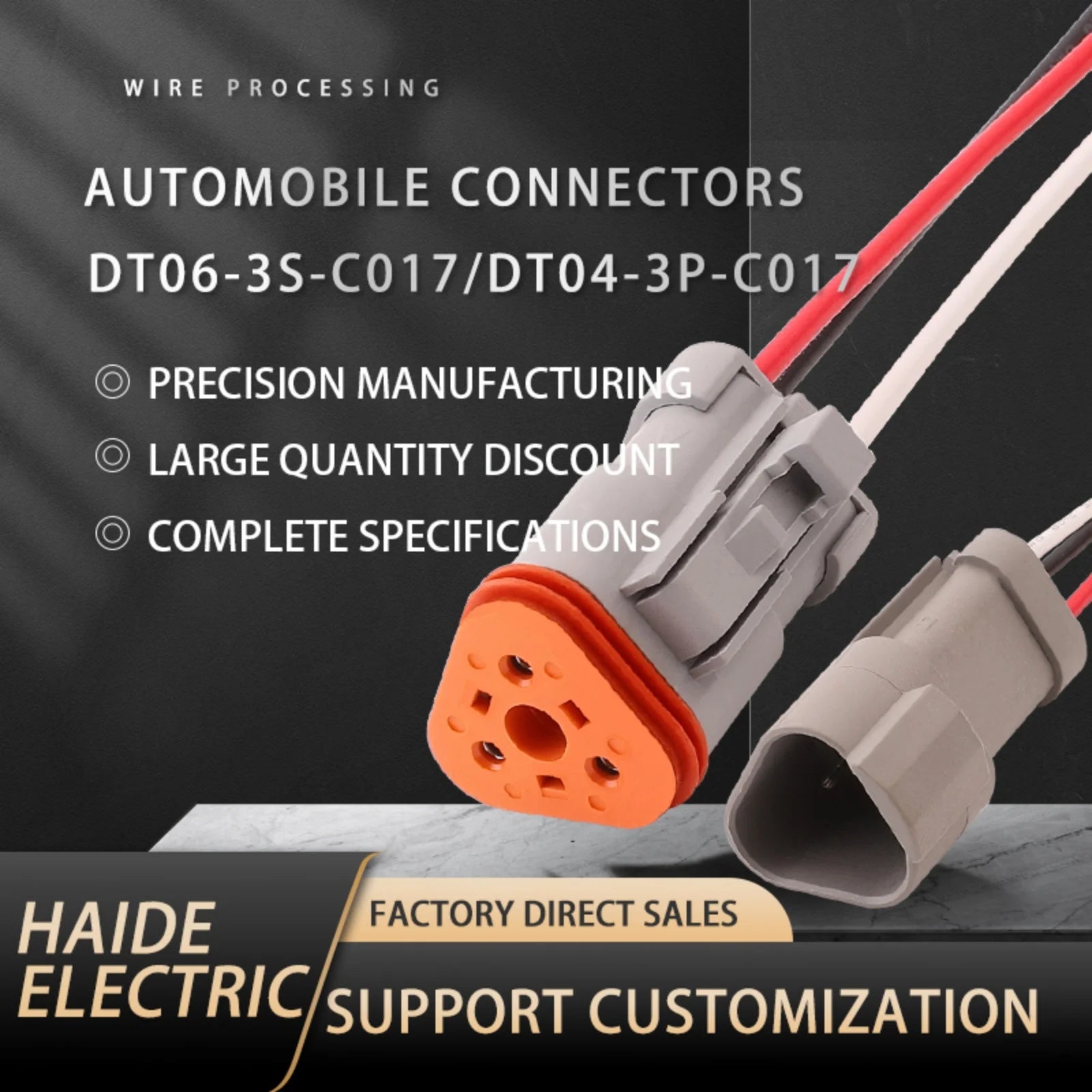 3-PIN Connector Waterproof 1.6mm Series Male Female Connectors Wiring Harness DT04-3P-C017 DT06-3S-C017