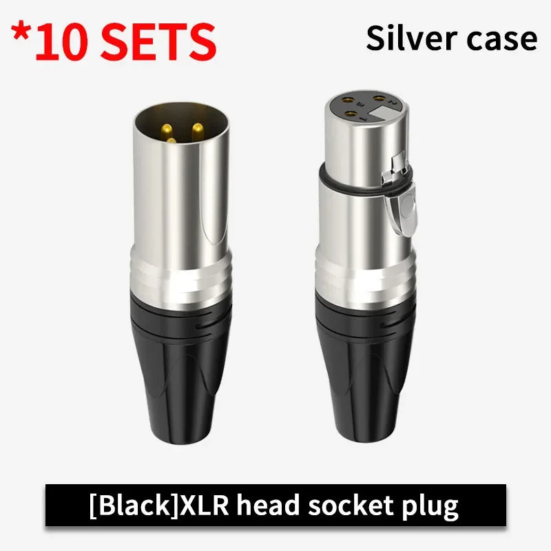 10 Set 3Pin XLR Color Head Pure Copper Pin Male and Female Audio Microphone Connector Canon Welding Plug Socket