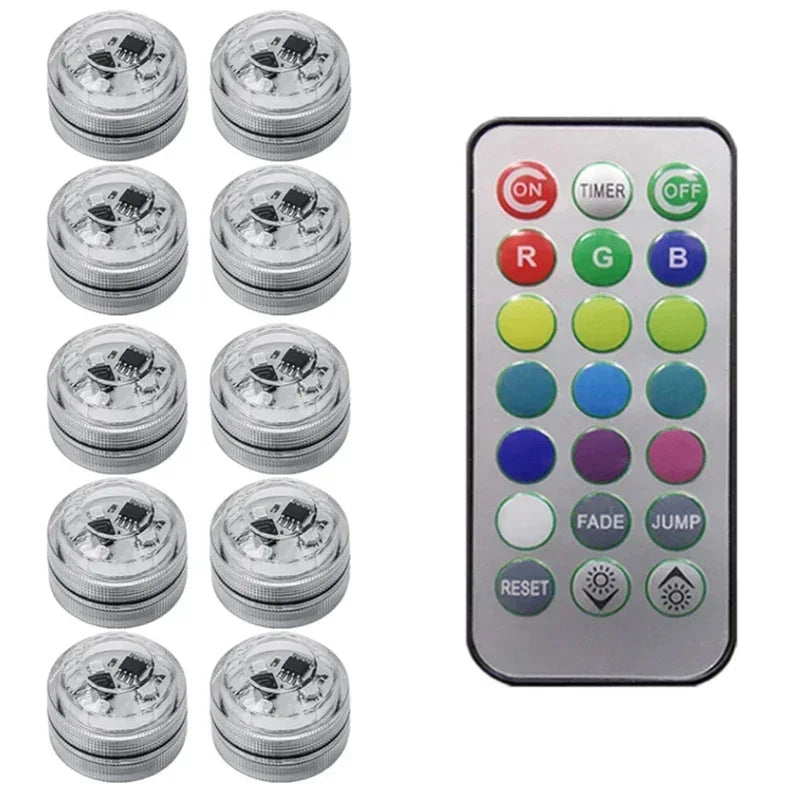 Mini Submersible LED Lights Small Underwater Tea Candles Waterproof with Remote Control for Vase Home Party Wedding Table Amagi