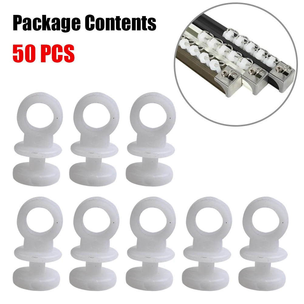 50pcs Plastic Curtain  Track Hook S Runner Fit For  Camper Van  Motorhome  Caravan Boat Home Hanging Curtain Glider Hook