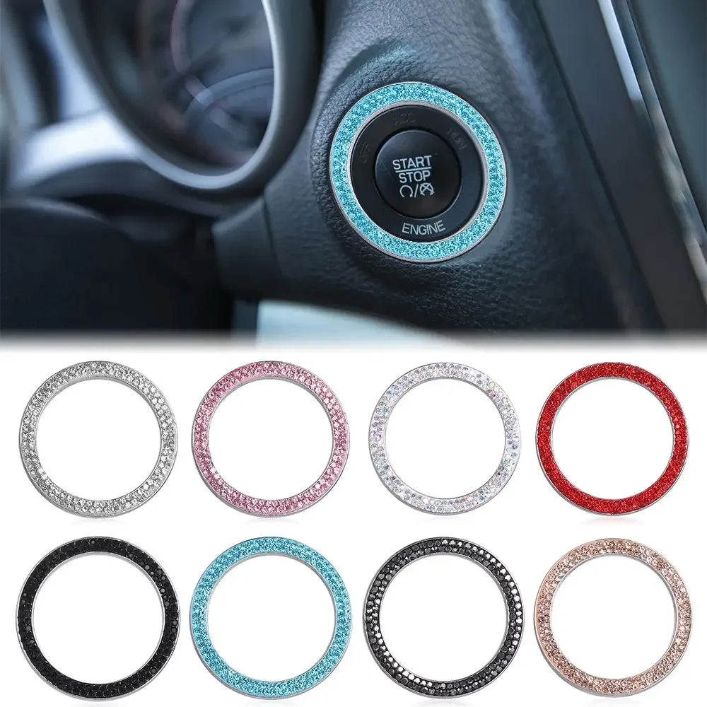 Universal Car Start Switch Button Decorative Diamond Rhinestone Ring Auto SUV Car Decorative Interior Accessories Amagi
