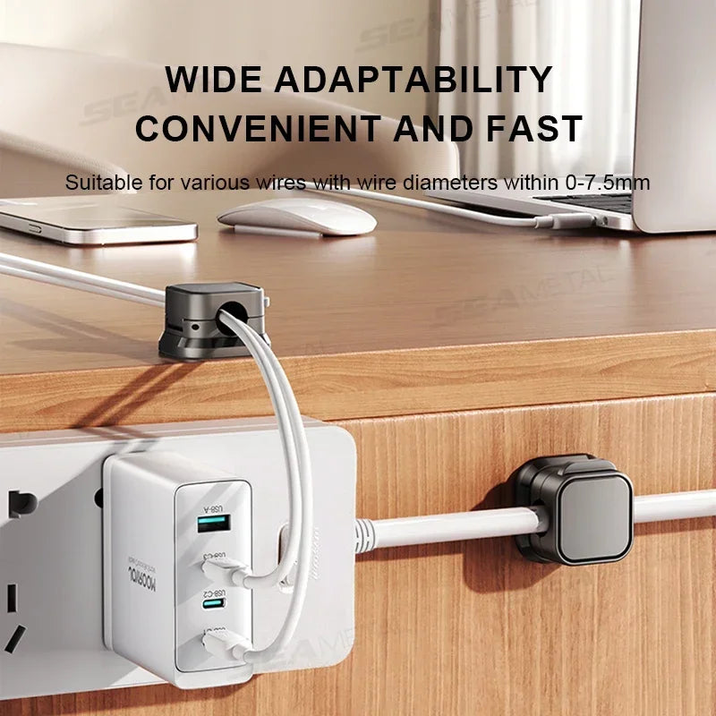 6/12 PCS Magnetic Cable Clips Cable Smooth Adjustable Cord Holder Under Desk Cable Management Wire Keeper Organizer Holder Amagi