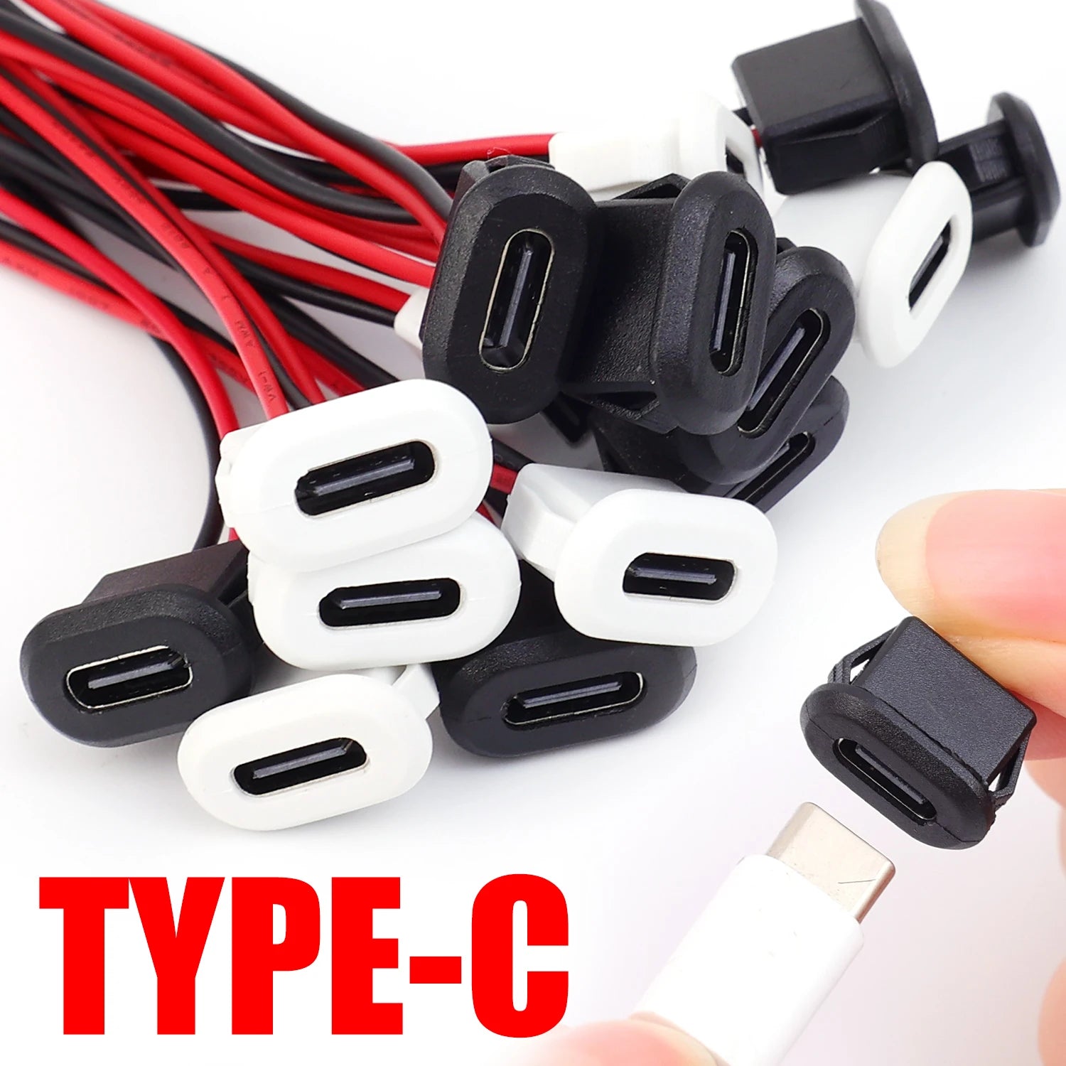 USB-C Female Socket 2-Pin Molded Pigtail Cable – 3A 30V Power Connector for Car Motorcycle DIY