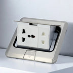 Floor Electrical Outlet Pop Up Kitchen Countertop Waterproof Sockets Pop Out Receptacle Stainless Steel Box Golden Cover 15A
