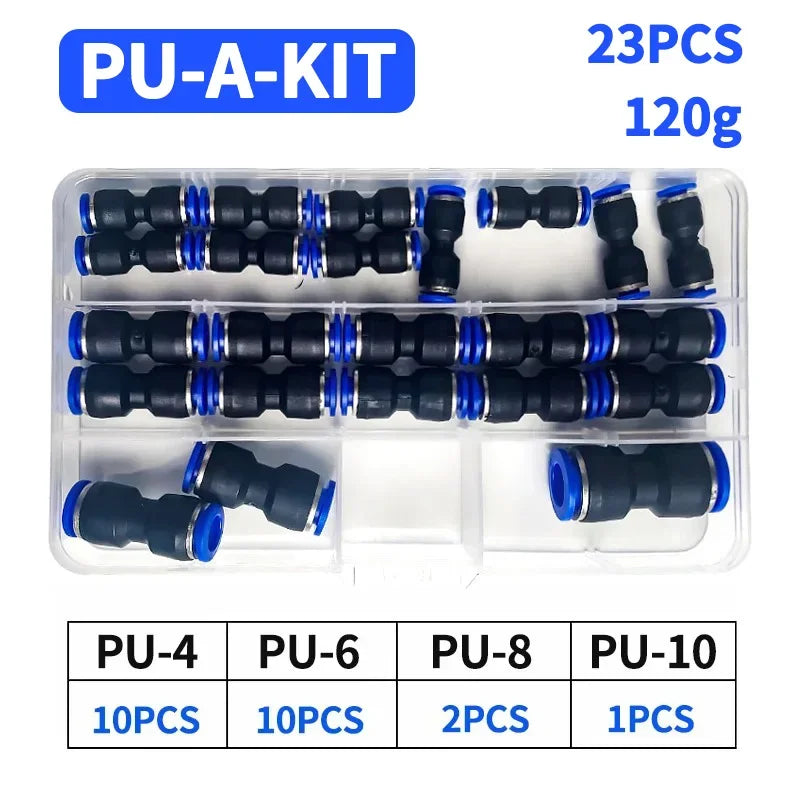 Boxed 23/60/80/100 PCS PU Kit Air Straight Pneumatic Fittings PU Water Pipes Quick Release Connector PU4 PU6 PU8 PU14 4/6/8/10MM