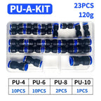 Boxed 23/60/80/100 PCS PU Kit Air Straight Pneumatic Fittings PU Water Pipes Quick Release Connector PU4 PU6 PU8 PU14 4/6/8/10MM