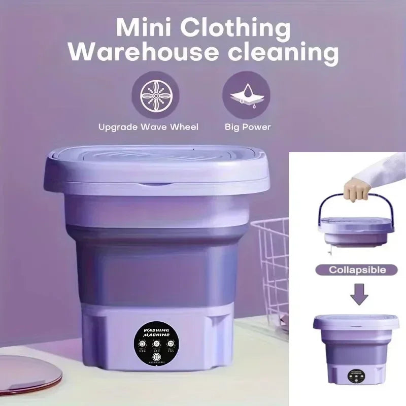 8L Portable Small Foldable Washing Machine with Spin Dryer For Socks Underwear Panties Washer Household Mini Machine Amagi