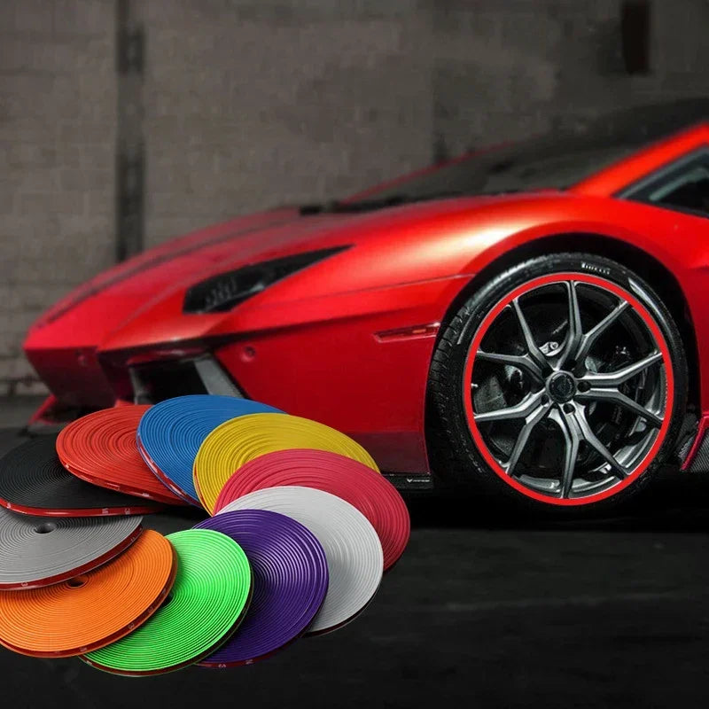 4M / 8M Car Grilles Decoration Strips Auto Wheel Protector Car-styling Accessories Wheel Sticker Tire Rim Strip Chrome Tape Good