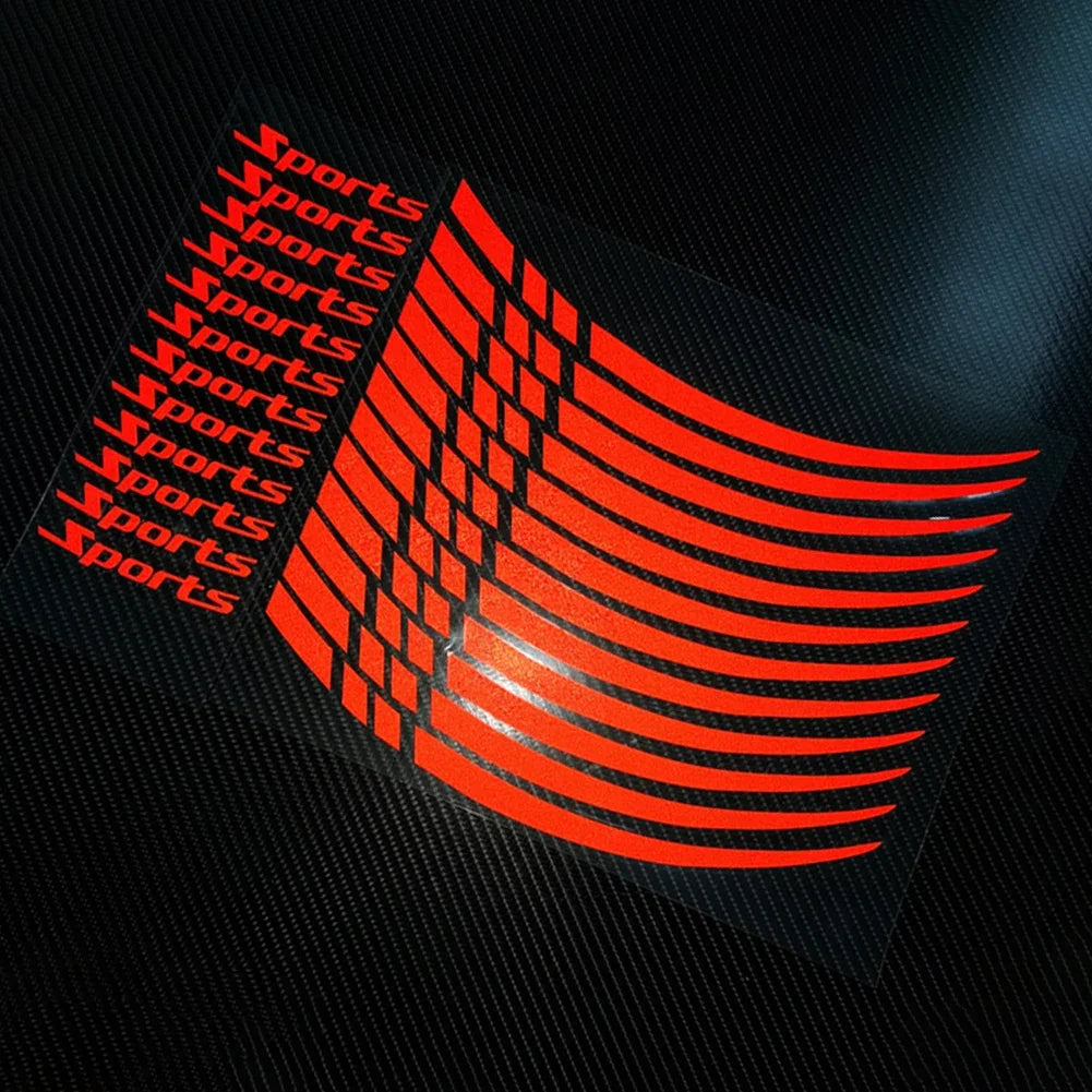 12pcs Motorcycle Bicycle Wheel Rim Stripe Wheel Decal Tape Sticker 18-21 Inch Sport Reflective Rim Tape Tire Stickers