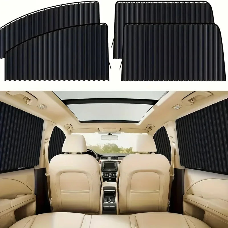 4PCS Magnetic Car Sunshade Window Curtain Auto Window Sun Shade Privacy Sun UV Protection Window Car Interior Accessories Amagi