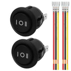 1/2PCS 12V Round Rocker Switch DC SPDT Circle Toggle Switch with Wires for Auto Marine Boat Switches Modified 3 Pin ON Off ON