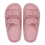 Men's Casual Simple Buckle Adjustable Eva One-Piece Double-Bar Flat Slip-On Slippers Suitable for Home and Outdoor Beach Sandals