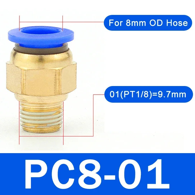 5PCS PC Pneumatic Quick Connector - 4-12mm Push In Fitting for 1/8" 1/4" 3/8" 1/2" BSPT Thread Air Hose & Tube,Industrial Use