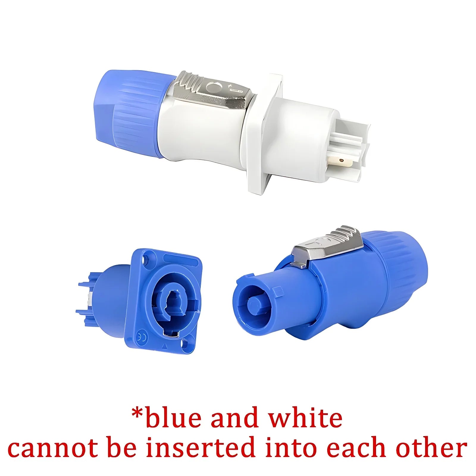 5/10/20PCS 3Pin NAC3FCA NAC3FCB Power Connector Stage Lighting Speakon Male Plug Blue (Input)+White (Output) Plug+Female Socket