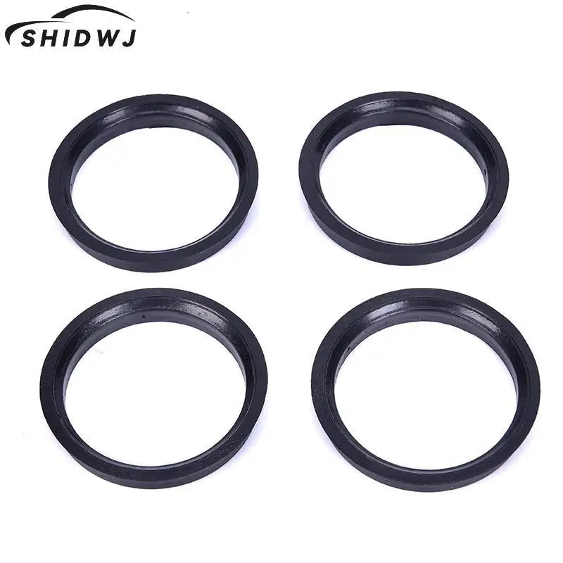 1 Set 4 Hub Centric Rings Car Wheel Bore Center Collar 66.6-57.1mm For Cars ID 57.1-mm Black