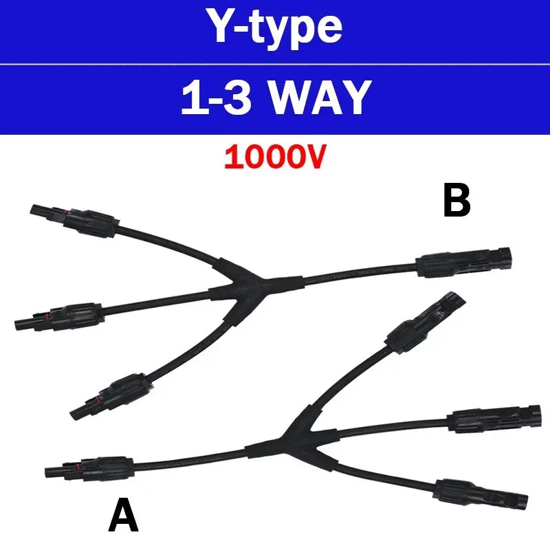 1/5 Sets Photovoltaic Solar PV Connector IP67 Y/T Type 30A 1000V 3-7 Way Branch Kit for PV/MC Cable 2.5/4/6mm² Battery Module