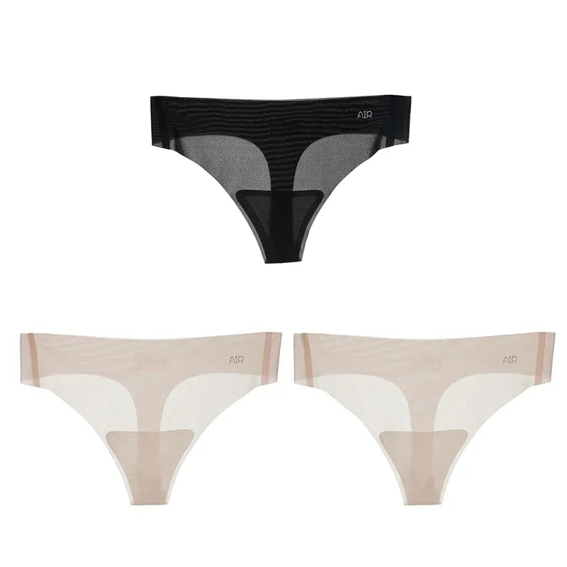 Transparent Thong Panties Women Ultra-thin Sense Sexy Female Seamless Low-waist Solid Color G-string Quick Drying Underwear amag