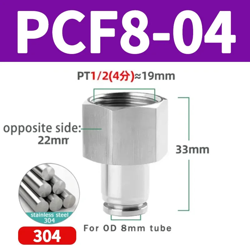 304 Stainless Steel Quick-Connect Air Hose Fittings - BSP 1/8",1/4",3/8",1/2 Pneumatic Pipe Connectors with Corrosion Resistance