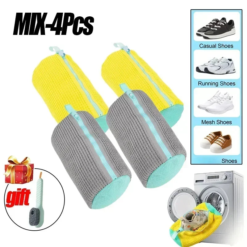 1-2PCS Wash Shoes Bag Padded Net Laundry Shoes Protector Fluffy Fibers Polyester Washing Shoes Machine Laundry Bag Drying Amagi