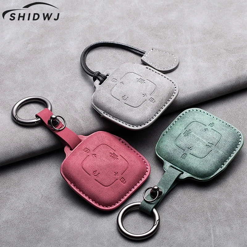 New Leather 4 Buttons Car Remote Key Case Cover for Zeekr 001 X 2021 2022 2023 for ZEEKR 001 009 Full Protector Fob Keychain