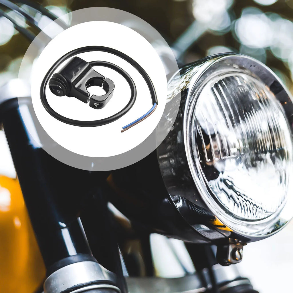 Motorcycle Handlebar Headlight ON/OFF Switch Black/Silver Aluminum Alloy 2-Wire Waterproof Second Gear Switch Motorcycle Parts