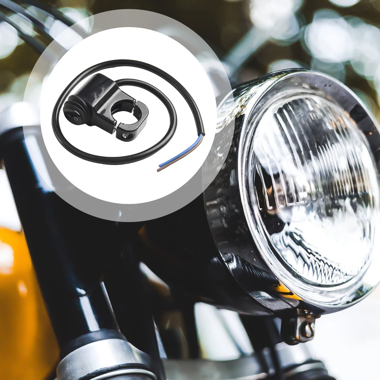 Motorcycle Handlebar Headlight ON/OFF Switch Black/Silver Aluminum Alloy 2-Wire Waterproof Second Gear Switch Motorcycle Parts