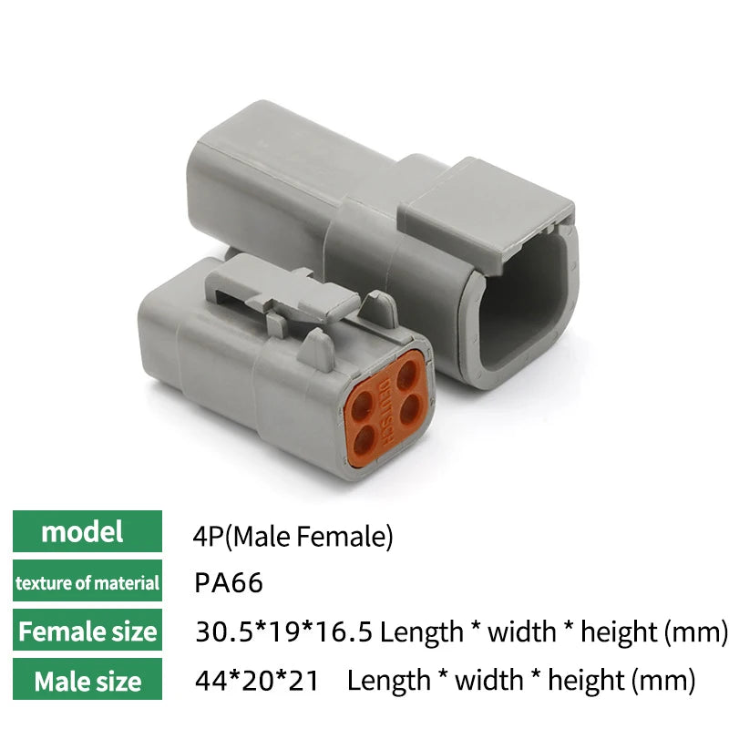 5/10/20Sets Deutsch Type DTM/DT/DTP/DT13/DT15 Waterproof Connector With Terminal Male Female Plug&Socket DTM04-2/3/4/6/8/12P
