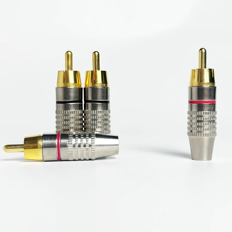 4/10/20PCS Solderless Gold-Plated RCA Plugs, Metal AV Audio Video Connectors for Amplifier, Speaker, DIY Easy Installation