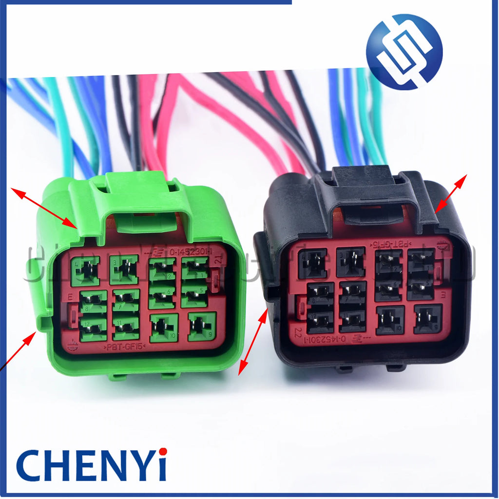 12 Pin Automotive waterproof connector Car fuel pump Headlight Wire harness plug 1452299-1 1452299-2 For Ford Land Rover Volvo