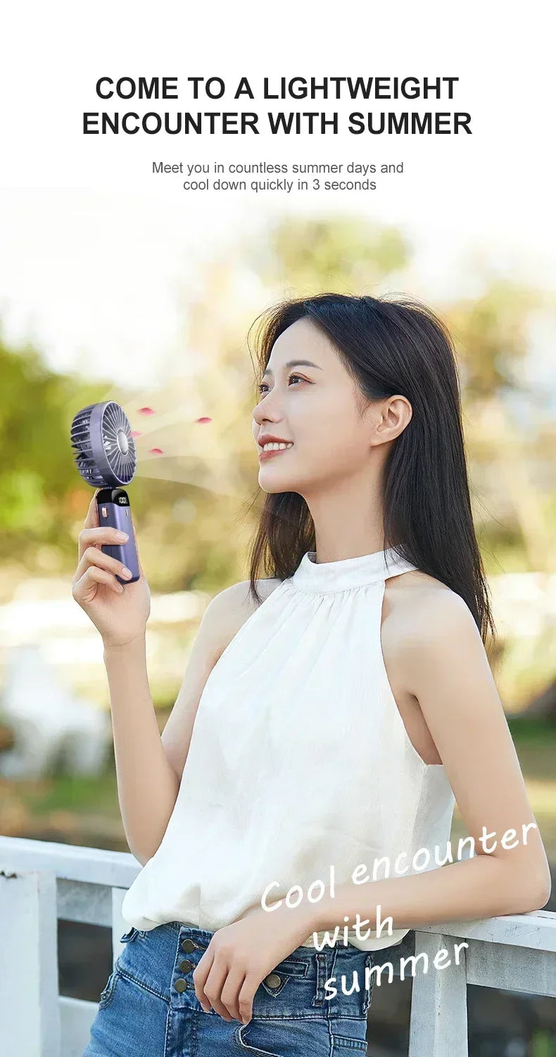 Car 3 in 1 Portable Fan Handheld Neck Desk Fan 5 Speed Digital Display Ultra Quiet Makeup Fan for Women Desktop Clip Office Amag