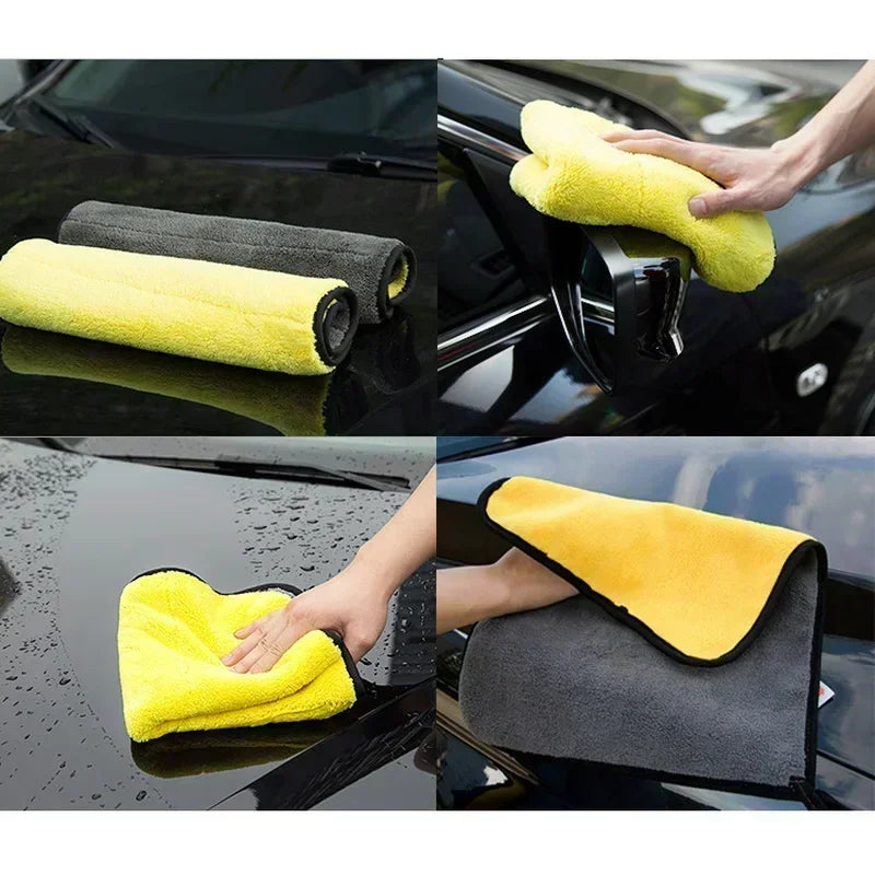1-5 Pcs Microfiber Car Washing Towel Soft Quick Drying Windows Mirrors Wiping Rags Home Double Layer Cleaning Cloths Amagi