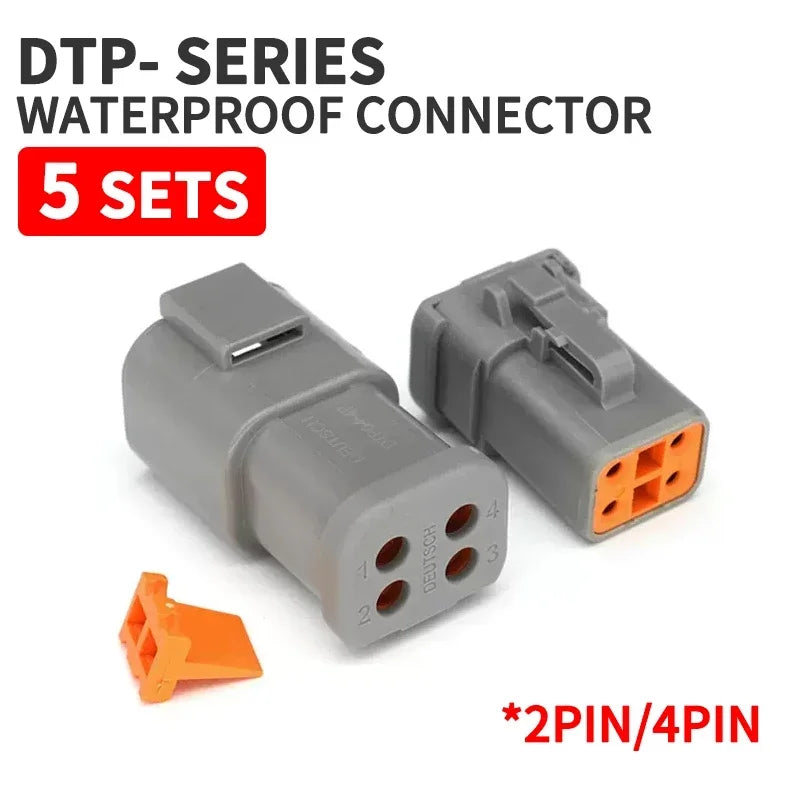 5Sets Deutsch DTP 2 Pin 4 Pin Gray Male Female Waterproof Electrical Auto Connectors Plug DTP06-2S DTP04-2P DTP06-4S DTP04-4P