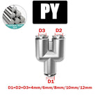 Pneumatic Push-In Tube Fittings – 4/6/8/10/12mm OD, Multiple Types: Straight Union, Elbow, Tee, Male Thread, Quick-Connect