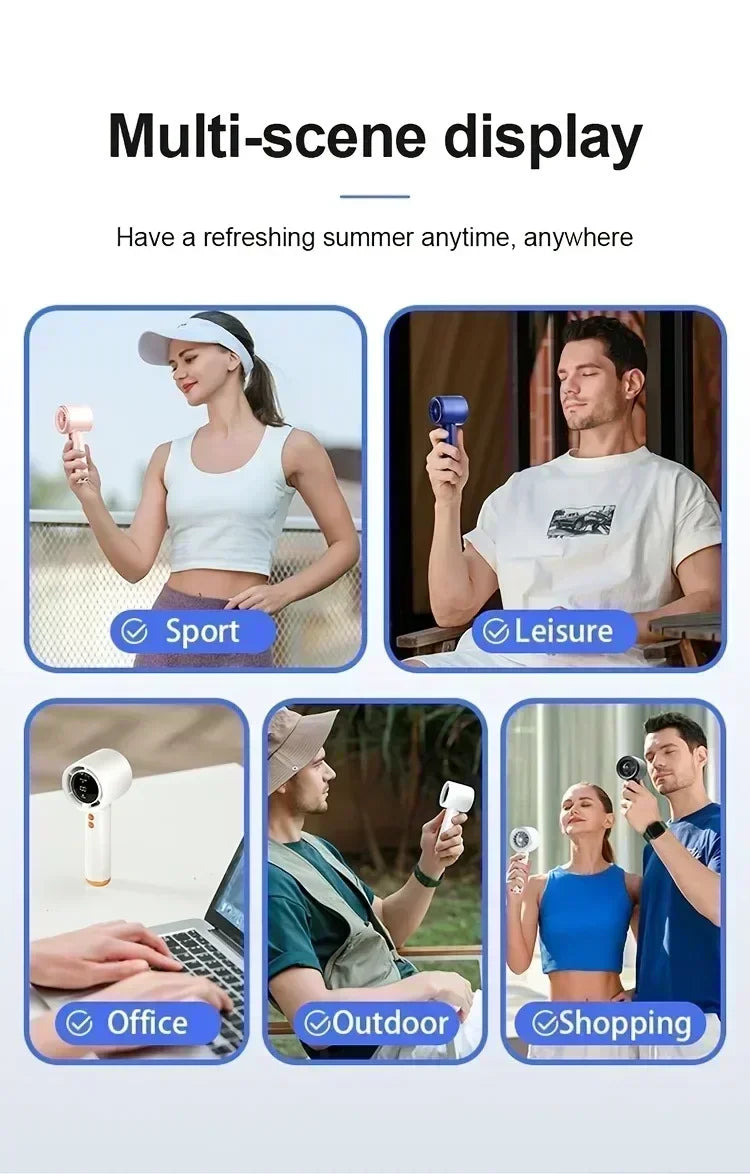 Motorcycle Portable Hand Fan 100 Wind Speeds Mini Turbo Handheld USB Rechargeable Highspeed Camping Cooling Electric Air Cooler