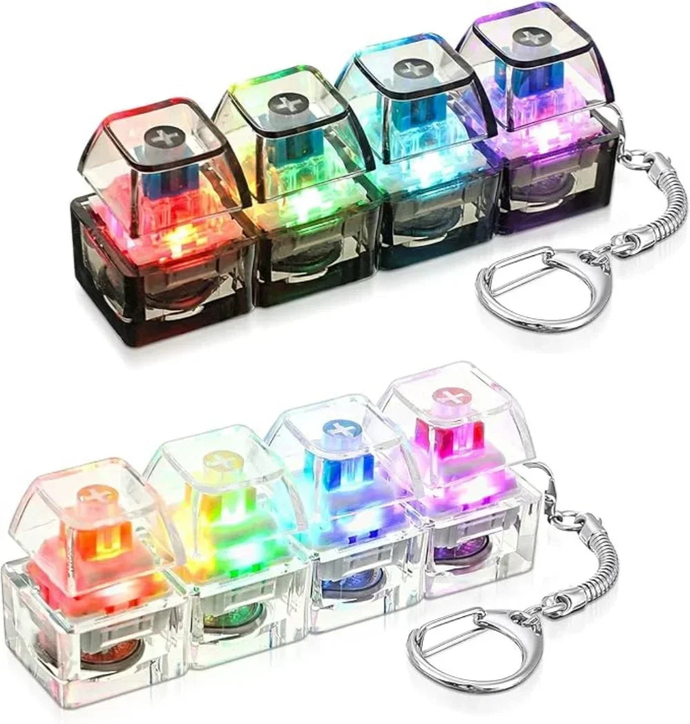 LED Keyboard Key Chain Fidget Toy for Adults Fidget Clicker Decompression Keychains Stress Relief Gadget Interesting Pendant