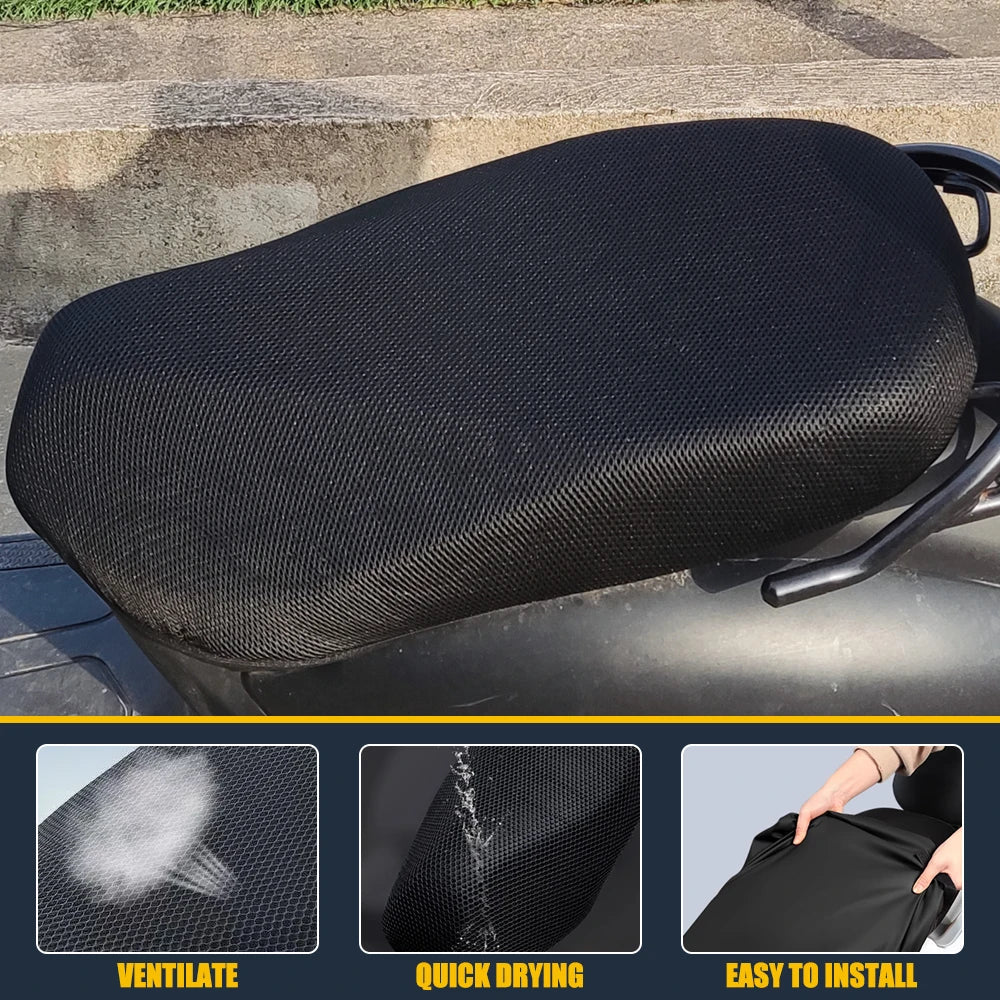 Motorcycle Electric Bike Seat Cover Summer Breathable 3D Mesh Fabric Anti-skid Pad Scooter Seat Covers Cushion Net Cover Tools