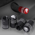 4pcs/pack Creative Skull Head Logo Car Tire Valve Caps - Aluminum Alloy Valve Core Cover with Sealant Pad Accessories Tools New